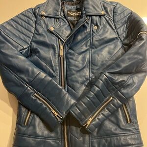 Blue Leather Performance Jacket